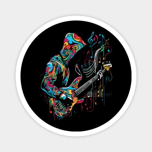 Bass guitar player colorful Magnet